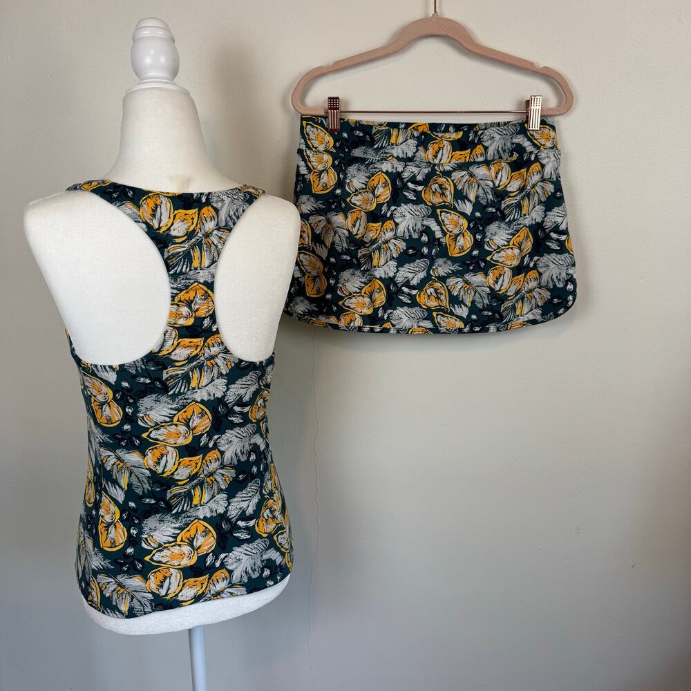 Garnet Hill 10 M Lemon Citrus Print Swim Suit 2 Piece Tankini Skirt Skort Green - Picture 2 of 12